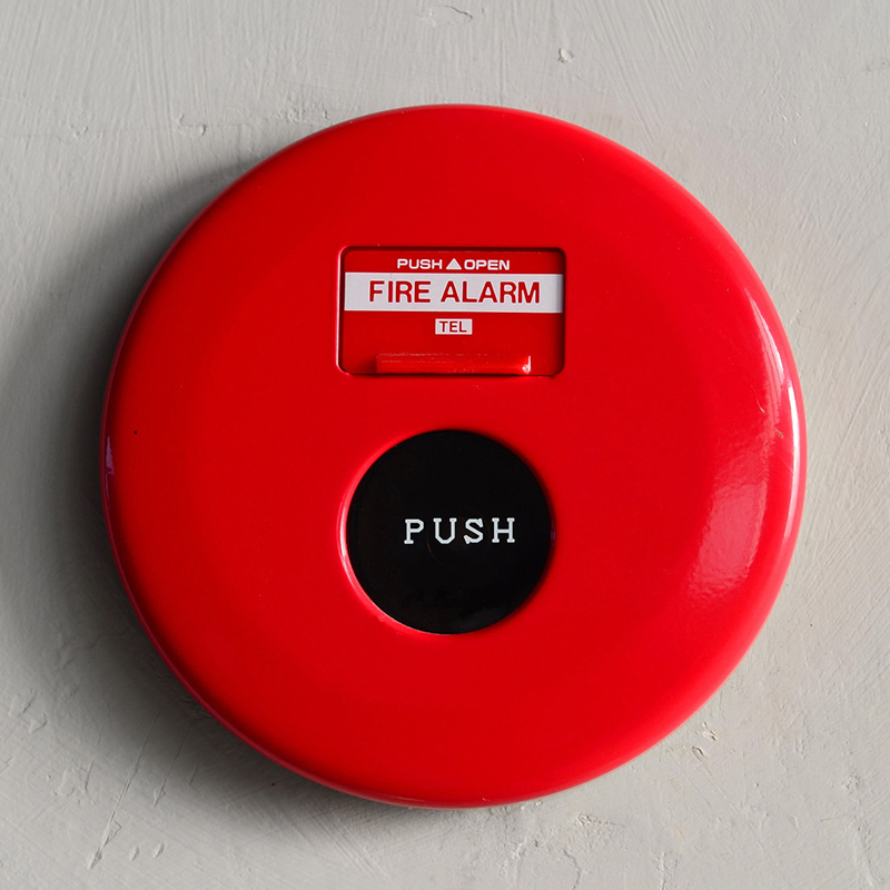 Round fire alarm with push button